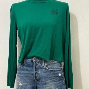 PINK Victoria's Secret Teal Long Sleeve Cropped Top